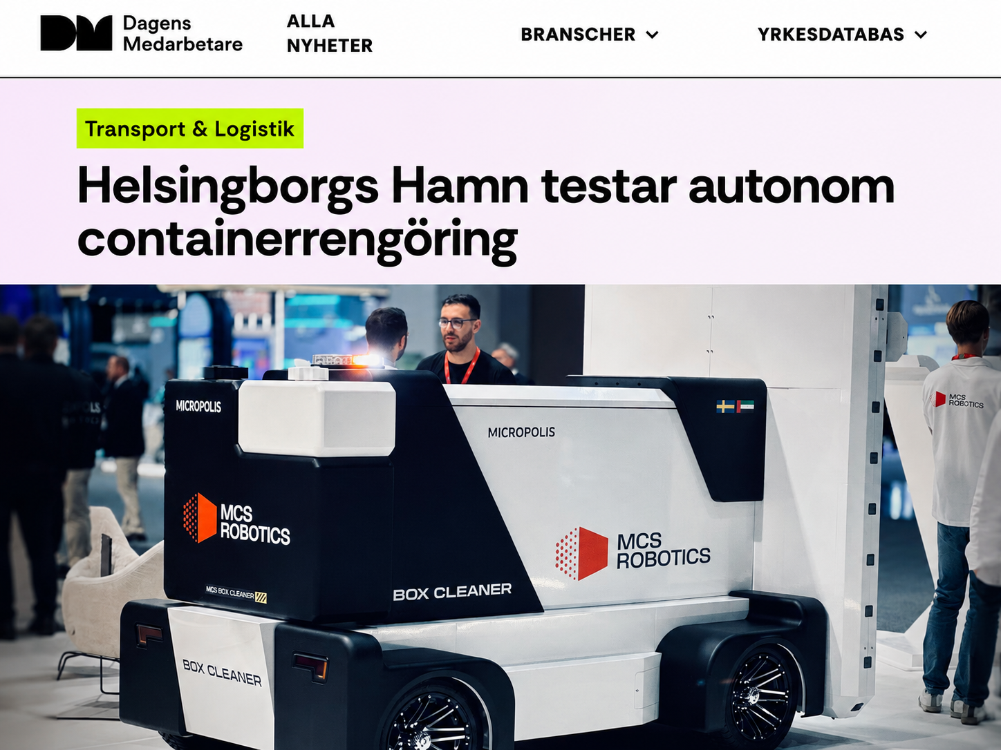 Dagens Logistik article about Box Cleaner